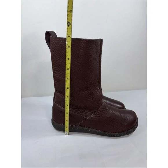 BORN Womens 9.5M Brown Pebbled Leather Boots W6807 Calf High Slouch Comfort Chic - Picture 6 of 14